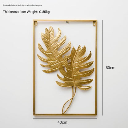Decorative metal wall art in entryway
