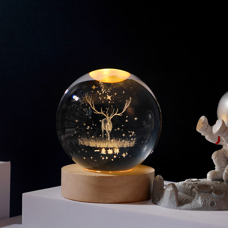 Elegant Starry Sky Crystal Ball Night Light Image 1