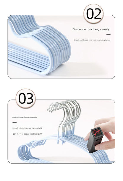 Premium children's non-slip hangers holding baby clothes