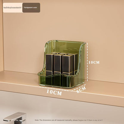 Transparent wall-mounted makeup organizer with lipsticks