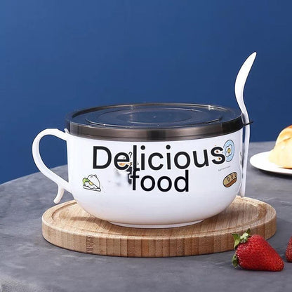 Large stainless steel bowl with lid for meals