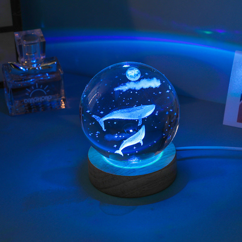 3D crystal ball night light with intricate design image 2