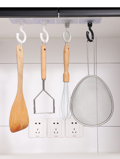 Rotating adhesive hooks in black and gray