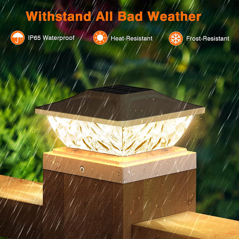 Dual color solar pillar light for landscape