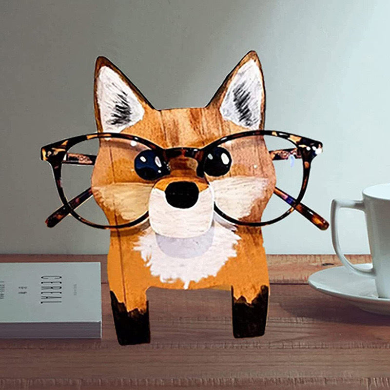 Wooden animal eyeglasses holder unique desk organizer