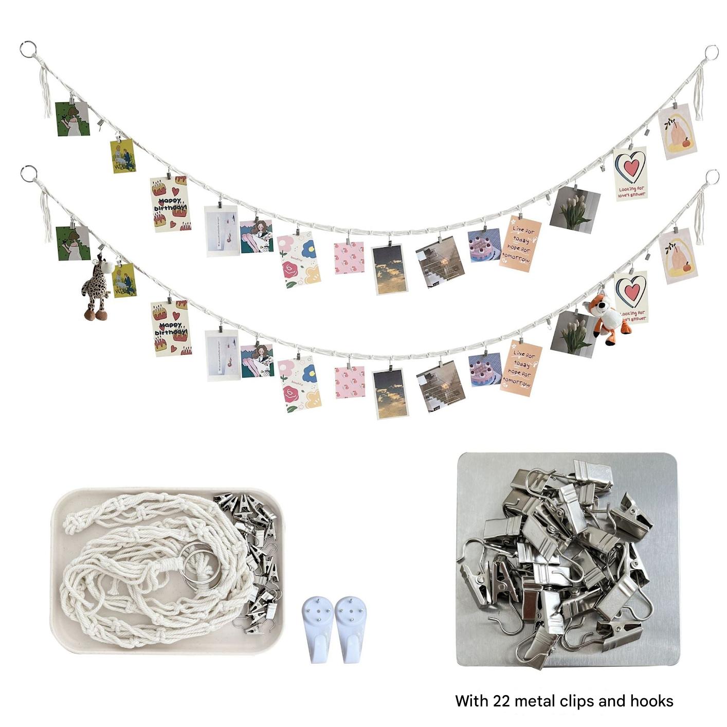 Decorative photo display string with clips - image 1